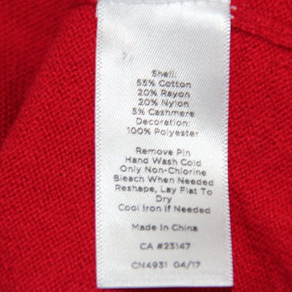 Talbots Red Cotton Cashmere/Cotton Blend Cardigan Sweater Pearl Buttons PM - Picture 12 of 12